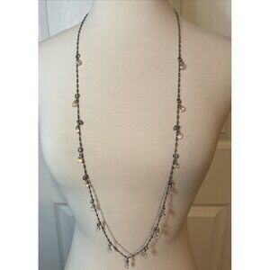 Ann Taylor Silver Beaded Long Necklace